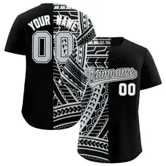 Black Silver Tribal Split Baseball Jersey 1