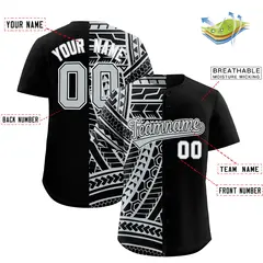 Black Silver Tribal Split Baseball Jersey 2