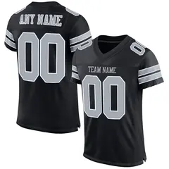 Black Silver-White Classic Mesh Authentic Football Jersey 1