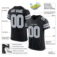 Black Silver-White Classic Mesh Authentic Football Jersey 2