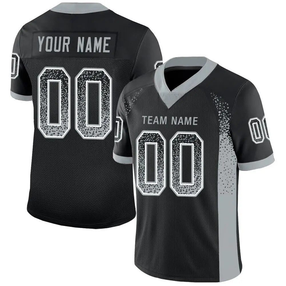 Black Silver-White Drift Fashion Mesh Football Jersey
