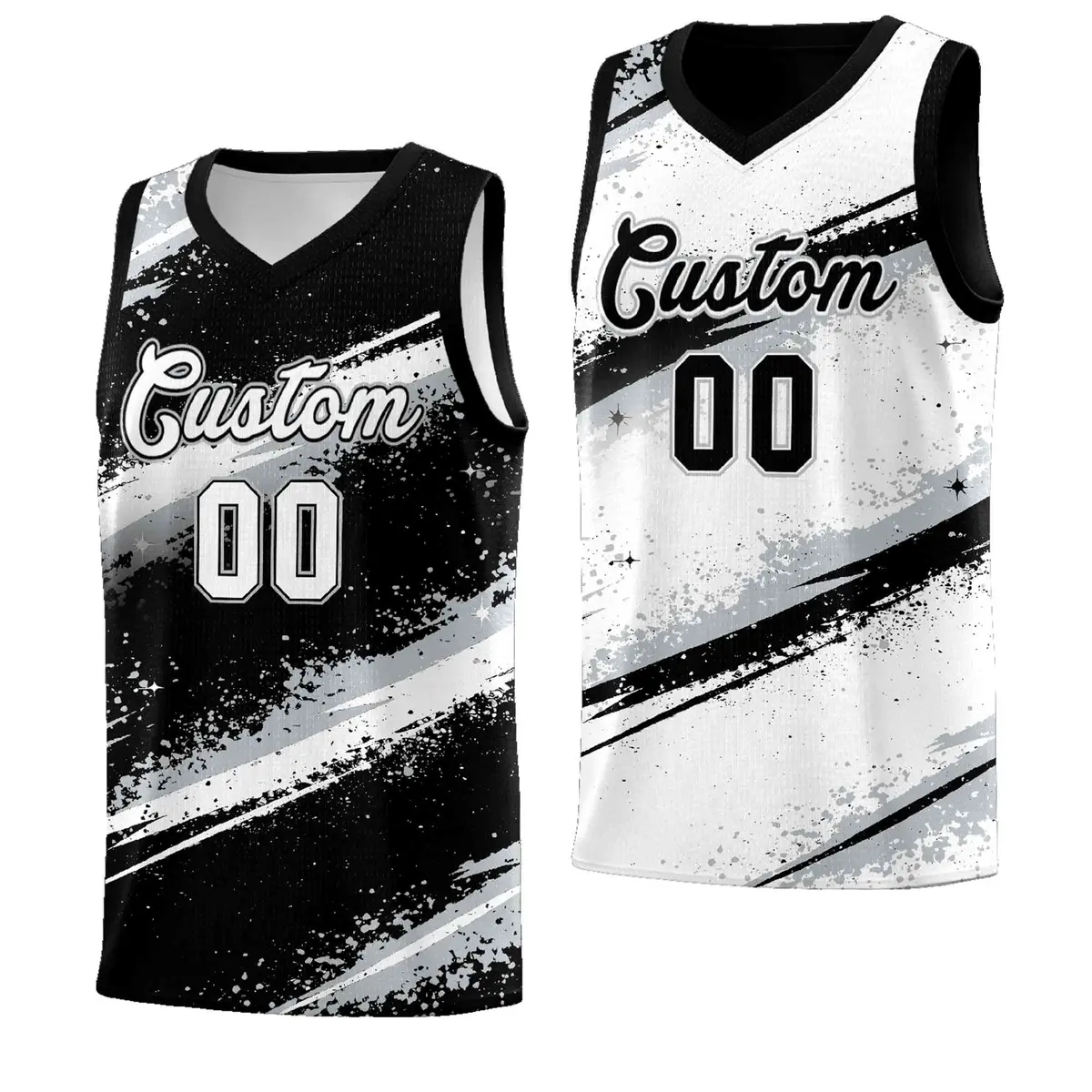 Black Silver White Reversible Basketball Jersey Stellar Strike Series