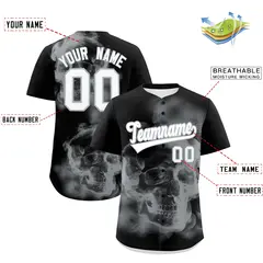 Black Silver White Skeleton Graffiti Baseball Jersey 2