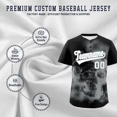 Black Silver White Skeleton Graffiti Baseball Jersey 4