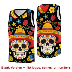 Black Skeleton Mexican Colors Graffiti Basketball Jersey 6