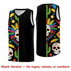 Black Skeleton Mexican Colors Graffiti Basketball Jersey 6