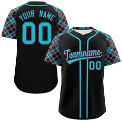 Black Sky Blue Crimson Raglan Baseball Jersey 1