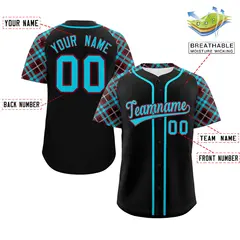 Black Sky Blue Crimson Raglan Baseball Jersey 2