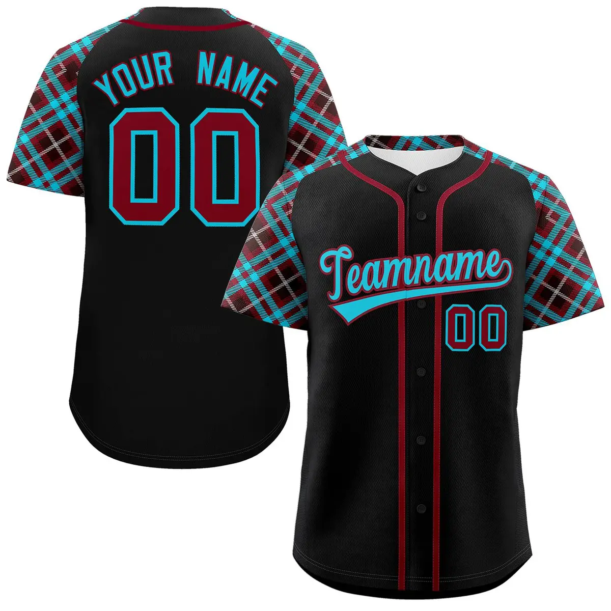 Black Sky Blue Crimson Raglan Baseball Jersey
