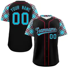 Black Sky Blue Crimson Raglan Baseball Jersey 1