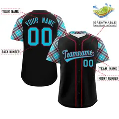 Black Sky Blue Crimson Raglan Baseball Jersey 2
