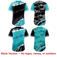 Black Sky Blue Gray Reversible Baseball Jersey Lightning & Graffiti Pattern 8