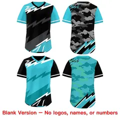 Black Sky Blue Gray Reversible Baseball Jersey Lightning & Graffiti Pullover V-Neck 7