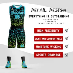 Black Sky Blue-Neon Green Spotted Graffiti Basketball Jersey 2