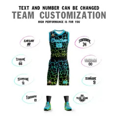 Black Sky Blue-Neon Green Spotted Graffiti Basketball Jersey 4