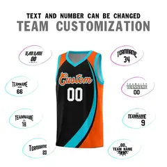 Black Sky Blue-Orange Color Block Team Basketball Jersey 3