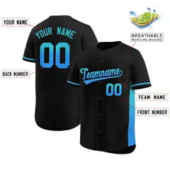Black Sky Blue-Powder Blue Gradient Side Baseball Jersey 2
