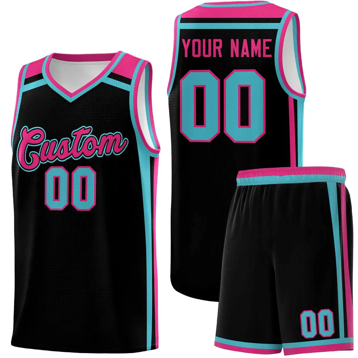 Black Sky Blue Rose Red Color Charge Basketball Jersey