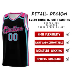 Black Sky Blue Rose Red Color Charge Basketball Jersey 2