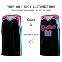 Black Sky Blue Rose Red Color Charge Basketball Jersey 3