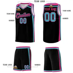 Black Sky Blue Rose Red Color Charge Basketball Jersey 5