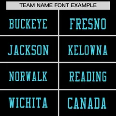 Black Sky Blue Sequin Lettering Football Jersey 3