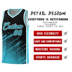 Black Sky Blue Splash Basketball Uniforms for Training 2