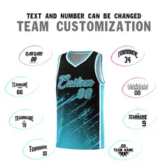 Black Sky Blue Splash Basketball Uniforms for Training 4