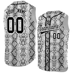 Black Snakeskin Pattern Sleeveless Baseball Jersey