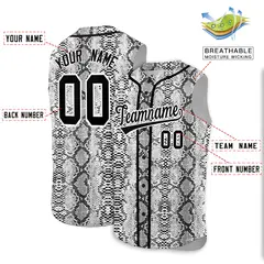 Black Snakeskin Pattern Sleeveless Baseball Jersey 2