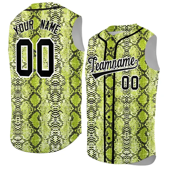 Black Snakeskin Pattern Sleeveless Baseball Jersey