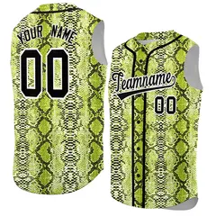 Black Snakeskin Pattern Sleeveless Baseball Jersey
