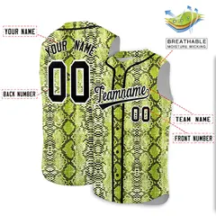 Black Snakeskin Pattern Sleeveless Baseball Jersey 2