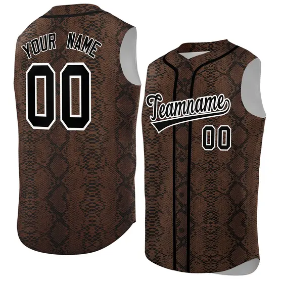 Black Snakeskin Pattern Sleeveless Baseball Jersey