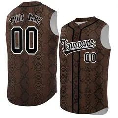 Black Snakeskin Pattern Sleeveless Baseball Jersey