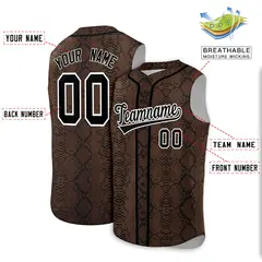 Black Snakeskin Pattern Sleeveless Baseball Jersey 2