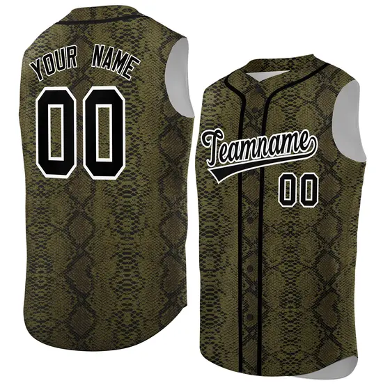 Black Snakeskin Pattern Sleeveless Baseball Jersey