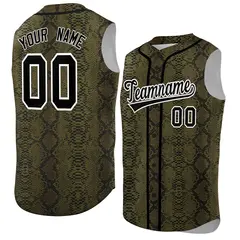 Black Snakeskin Pattern Sleeveless Baseball Jersey