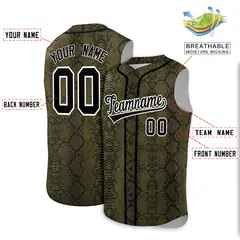 Black Snakeskin Pattern Sleeveless Baseball Jersey 2