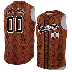 Black Snakeskin Pattern Sleeveless Baseball Jersey