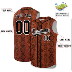 Black Snakeskin Pattern Sleeveless Baseball Jersey 2