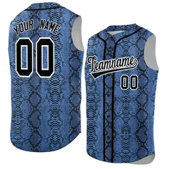 Black Snakeskin Pattern Sleeveless Baseball Jersey 1