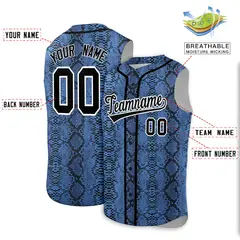 Black Snakeskin Pattern Sleeveless Baseball Jersey 2