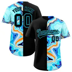 Black Split Fluid Pattern Authentic Baseball Jersey