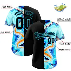Black Split Fluid Pattern Authentic Baseball Jersey 2
