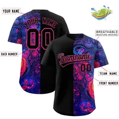 Black Split Fluid Pattern Authentic Baseball Jersey 2