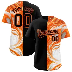 Black Split Fluid Pattern Authentic Baseball Jersey