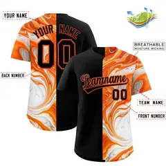 Black Split Fluid Pattern Authentic Baseball Jersey 2