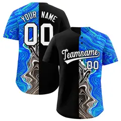 Black Split Fluid Pattern Authentic Baseball Jersey 1