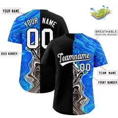 Black Split Fluid Pattern Authentic Baseball Jersey 2